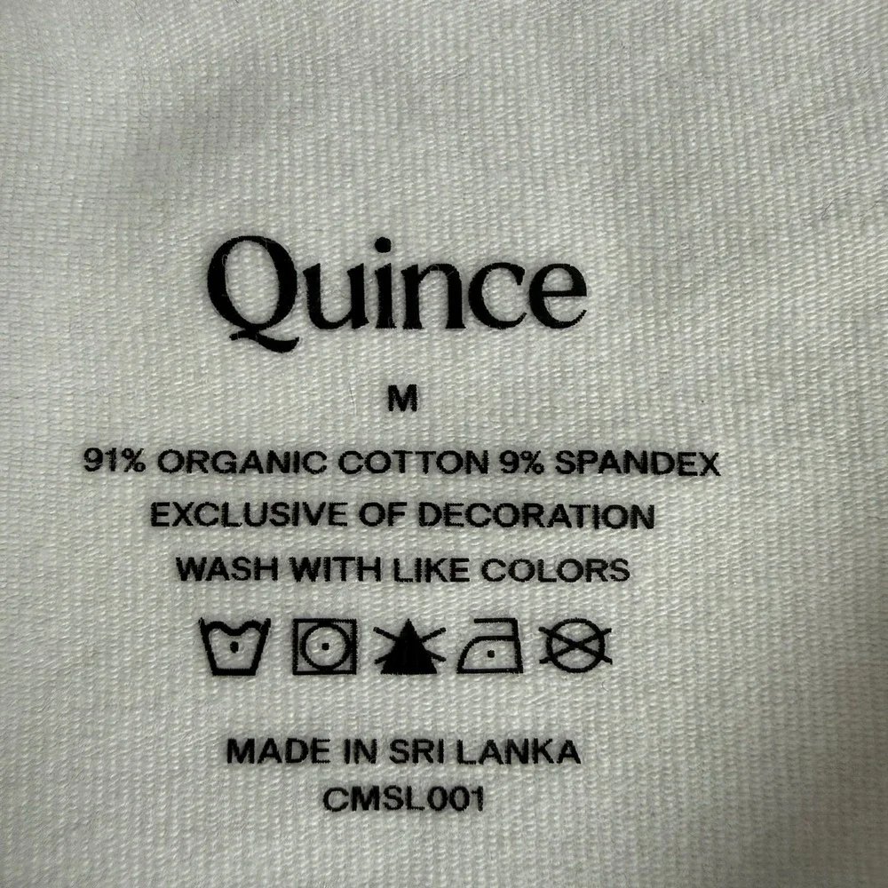 Quince Bodysuit Women M‎ White Organic Cotton Minimalist Stretch Layering Top - Picture 3 of 7